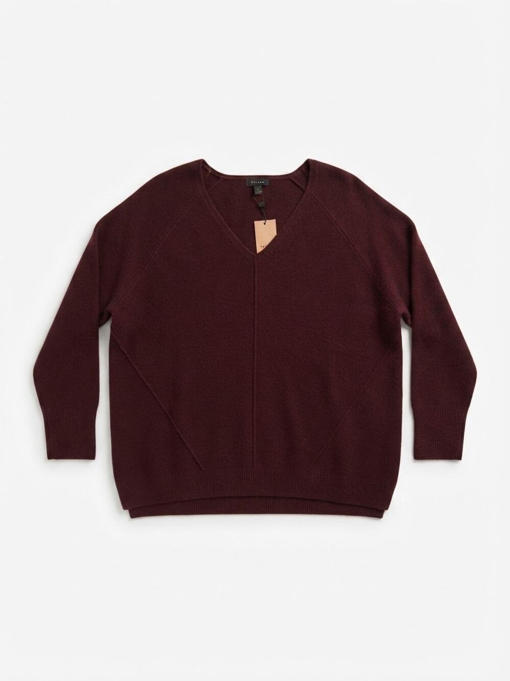Halogen Maroon V-Neck Sweater Womens XL Burgundy Long Sleeve Knit Top NWT Basic